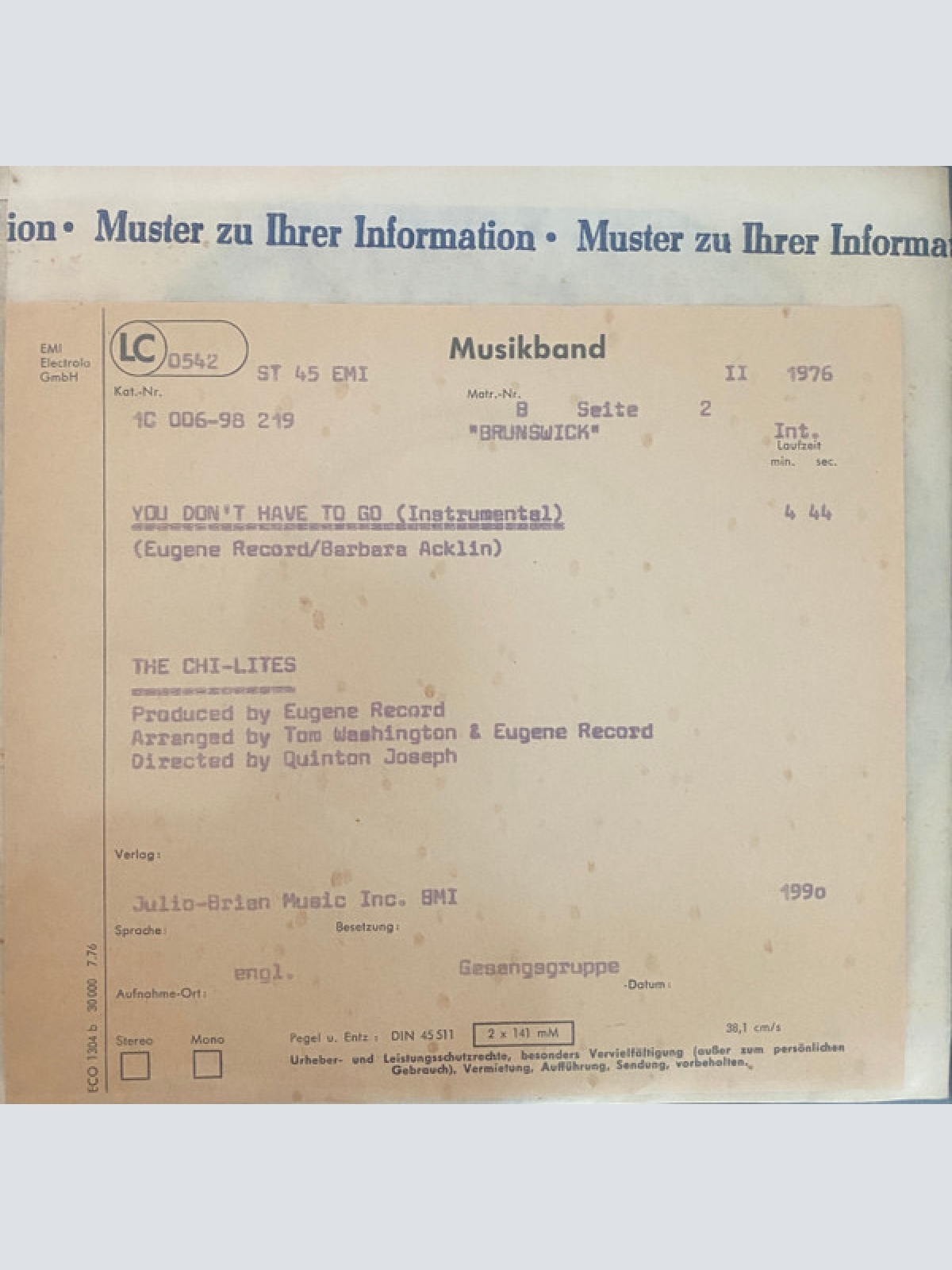 Vinyl / The Chi-Lites - You Don't Have To Go