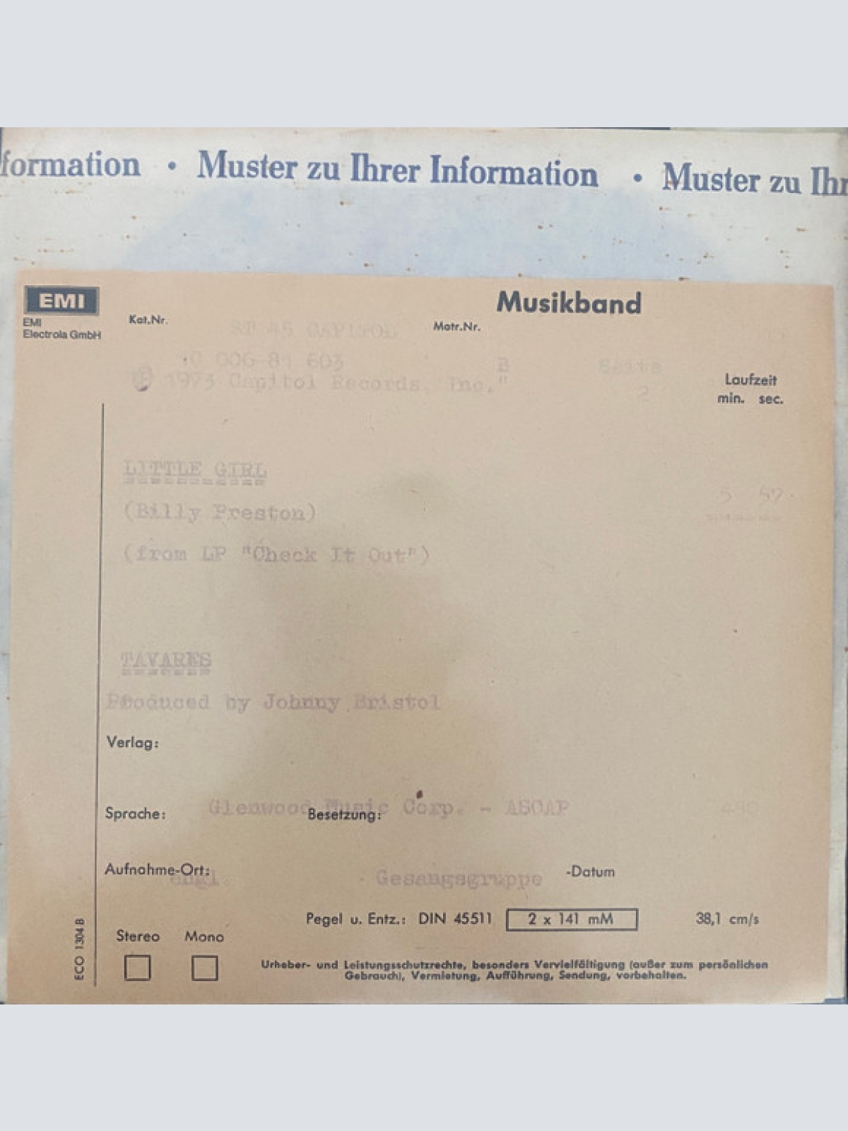 Vinyl / Tavares - That's The Sound That Lonely Makes