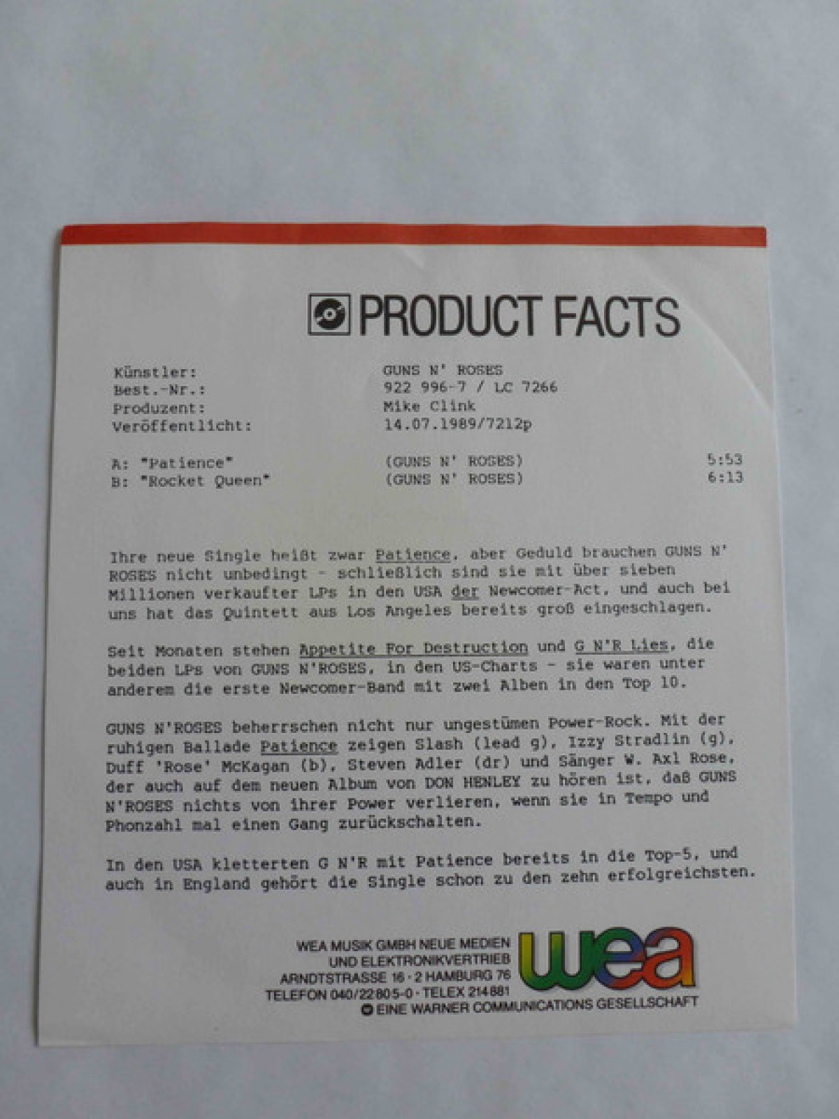 Vinyl / Guns N' Roses - Patience