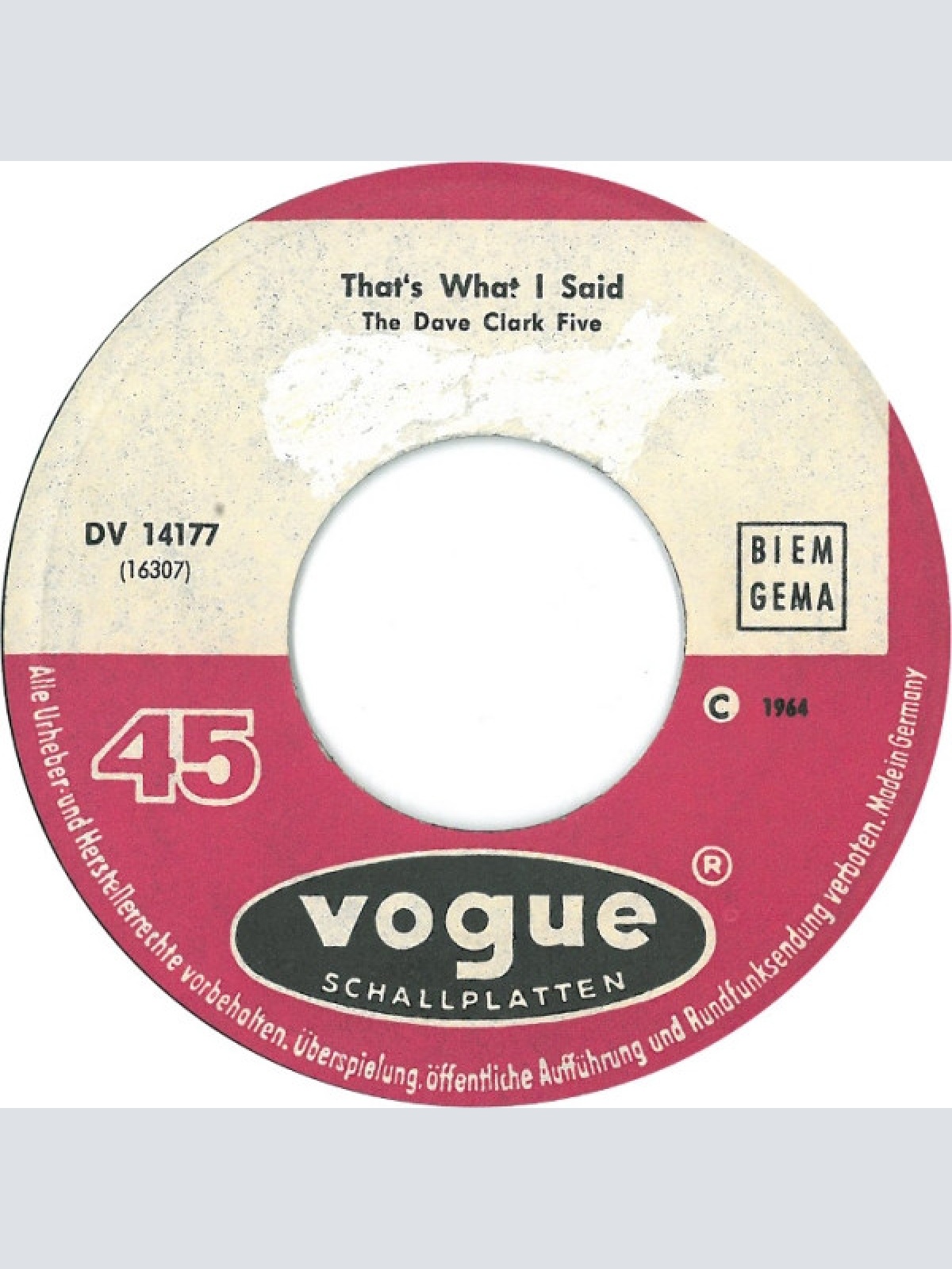 Vinyl / The Dave Clark Five - That's What I Said / Knew It All The Time