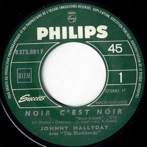 Vinyl / Johnny Hallyday Avec The Blackburds - Noir C'est Noir / Promenade Dans La Foret Du Brabant