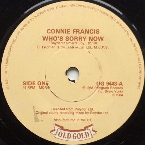Vinyl / Connie Francis - Who's Sorry Now