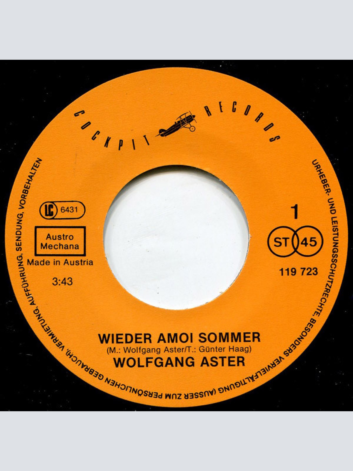 Vinyl / Wolfgang Aster - Wieder Amoi Sommer