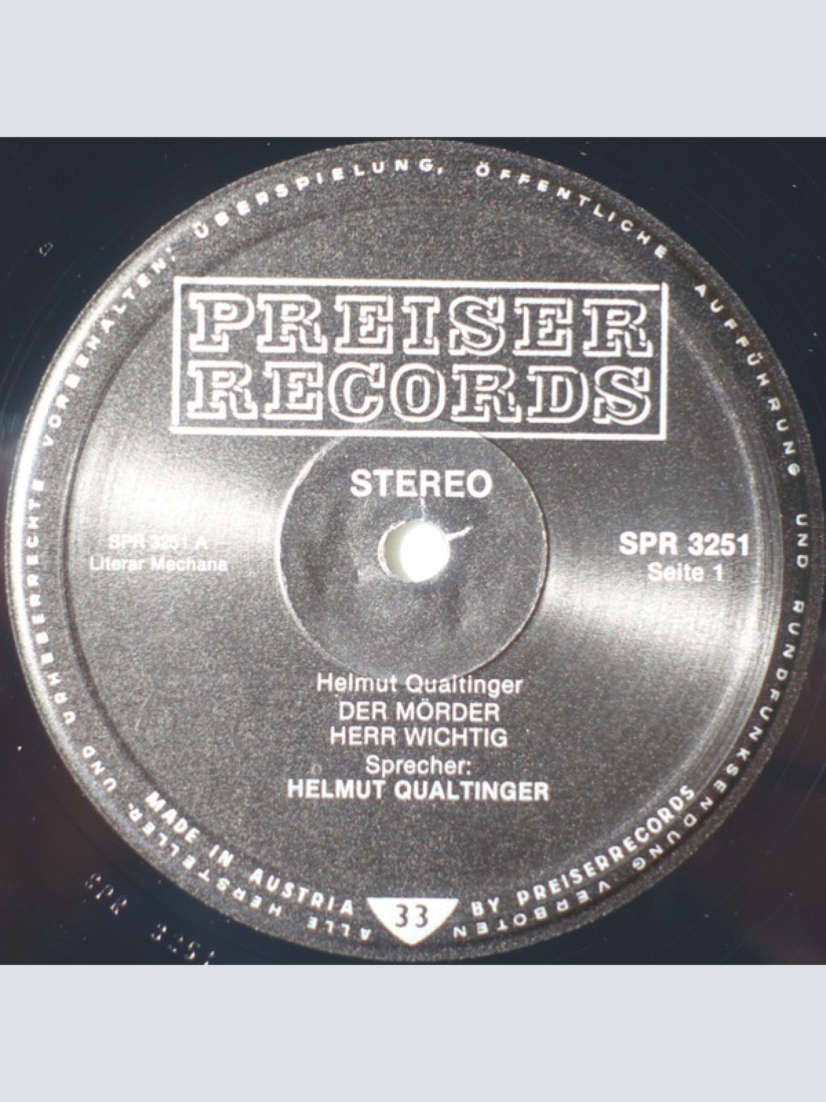 Vinyl / Helmut Qualtinger - Der Mörder Und Andere Leut'