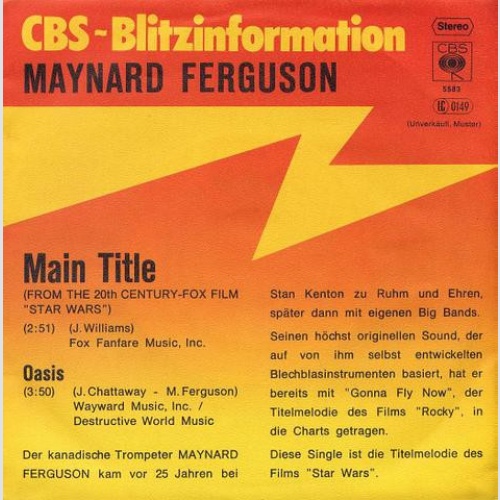 Vinyl / Maynard Ferguson - Main Title (From The 20th Century-Fox Film "Star Wars") / Oasis