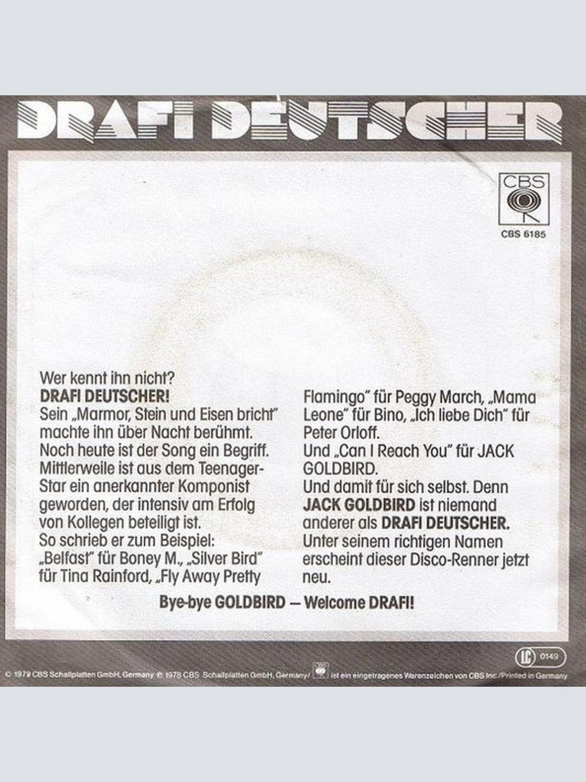 Vinyl / Jack Goldbird Ist Drafi Deutscher - Can I Reach You