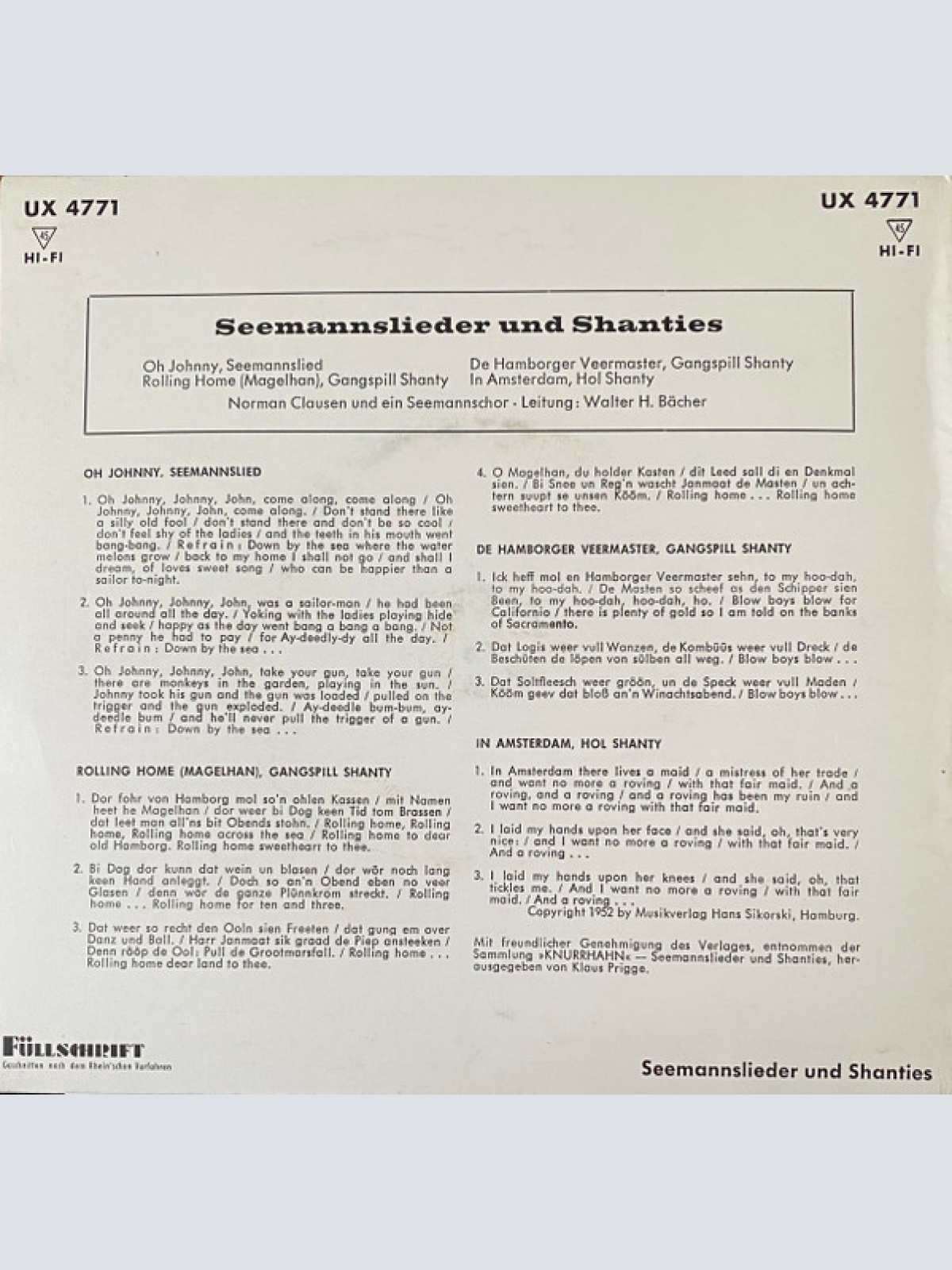 Vinyl / Norman Clausen Und Ein Seemannschor - Seemannslieder Und Shanties