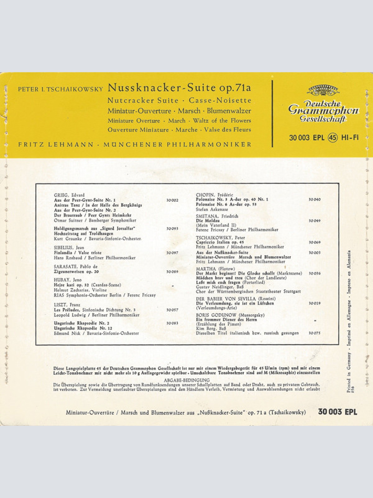 Vinyl / Peter I. Tschaikowsky* / Fritz Lehmann, Münchener Philharmoniker* - Nußknacker-Suite, Op. 71a
