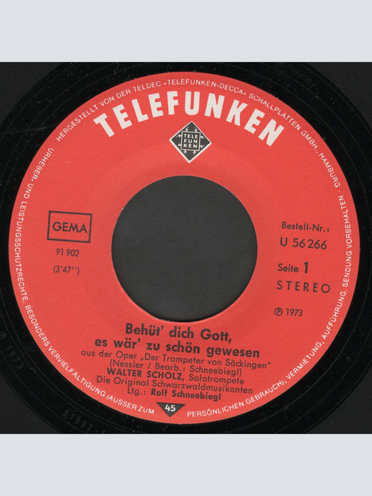 Vinyl / Walter Scholz, Die Original Schwarzwaldmusikanten - Behüt' Dich Gott, Es Wär' Zu Schön Gewesen