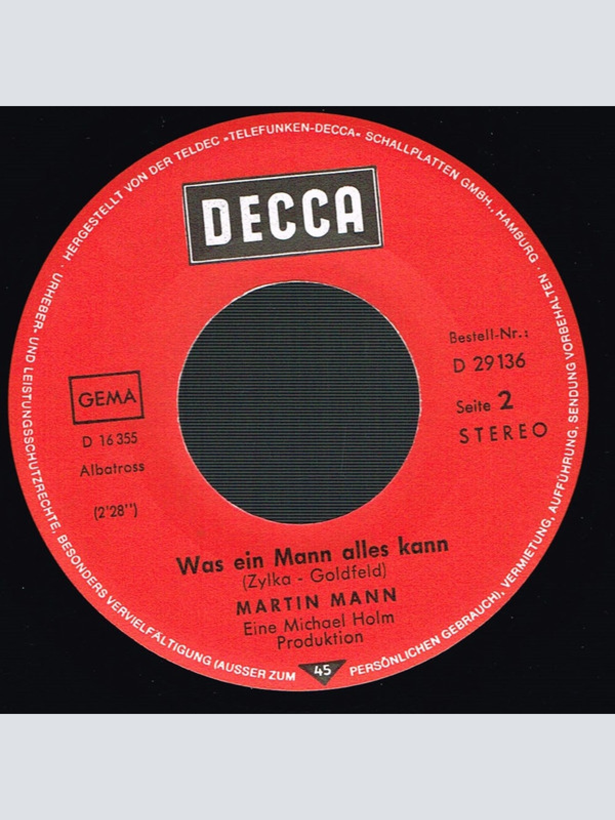 Vinyl / Martin Mann - Heut' Ist Mir Alles Egal / Was Ein Mann Alles Kann