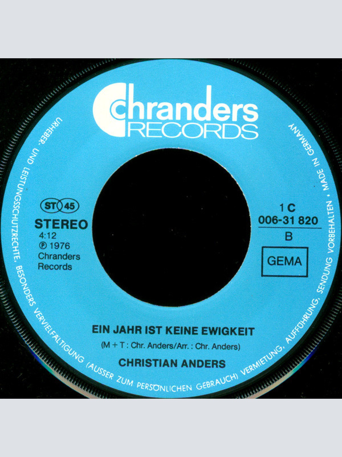 Vinyl / Christian Anders - Nur Mit Dir Will Ich Leben