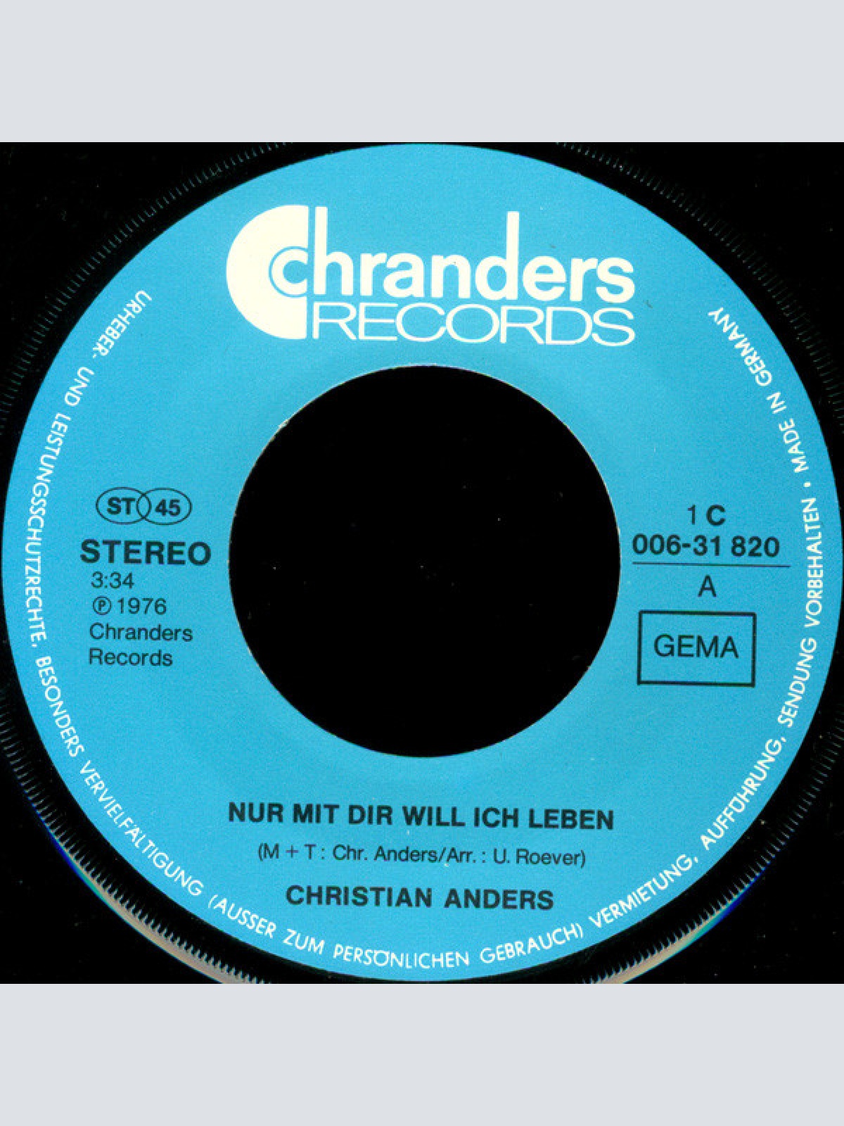 Vinyl / Christian Anders - Nur Mit Dir Will Ich Leben