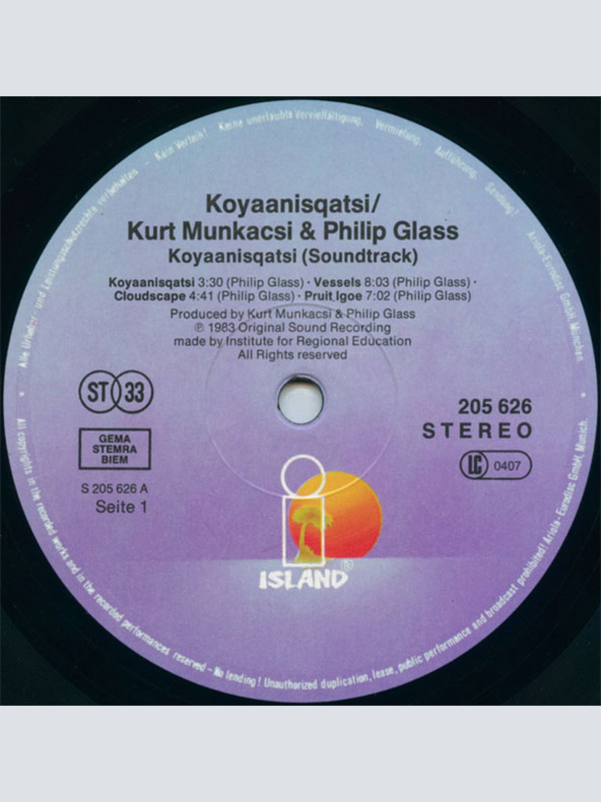 Vinyl / Philip Glass - Koyaanisqatsi (Original Soundtrack Album From The Film)