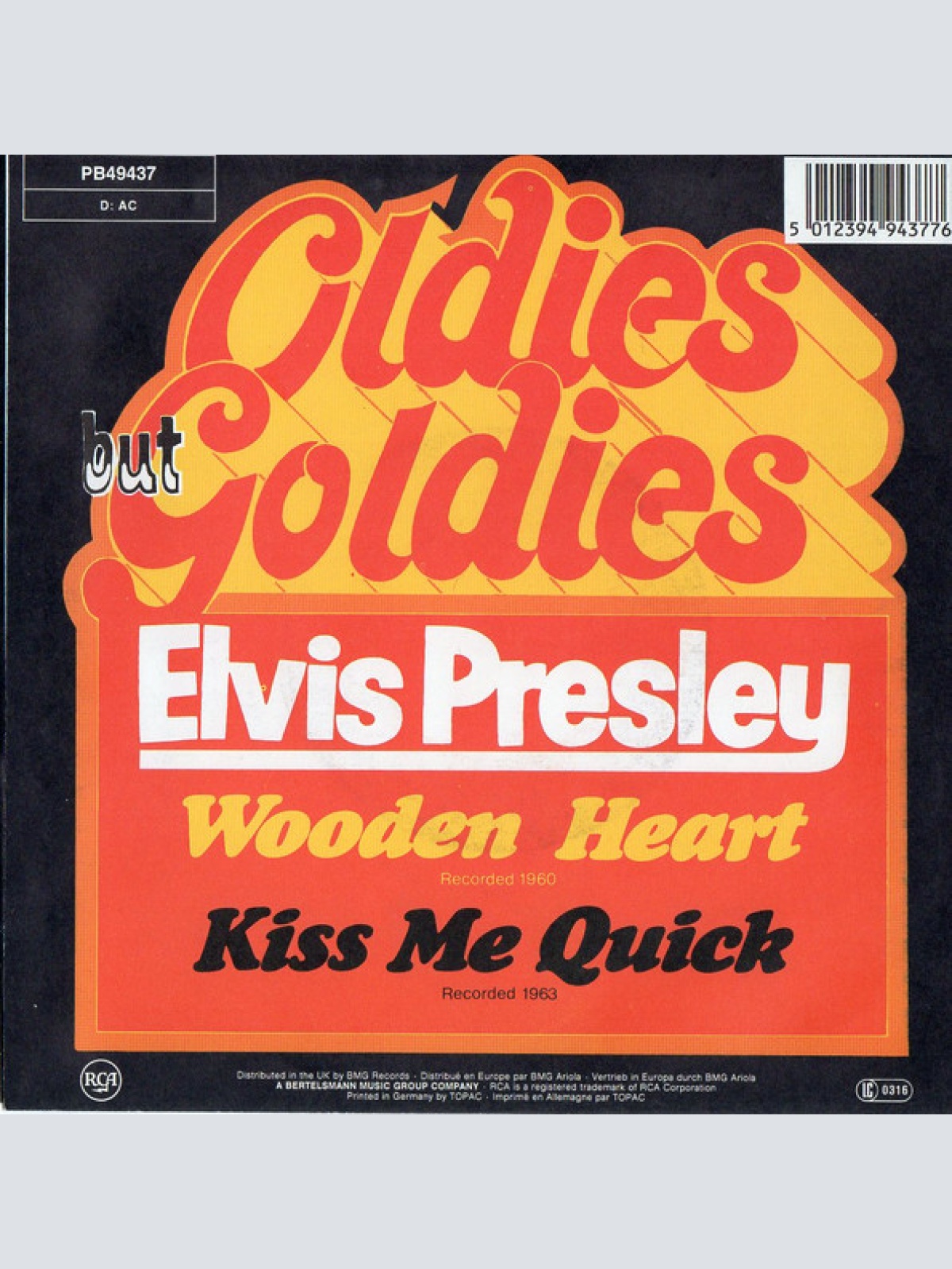 Vinyl / Elvis Presley - Wooden Heart  / Kiss Me Quick