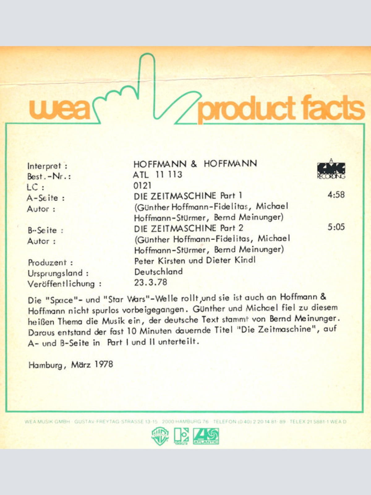 Vinyl / Hoffmann & Hoffmann - Die Zeitmaschine Part I & II