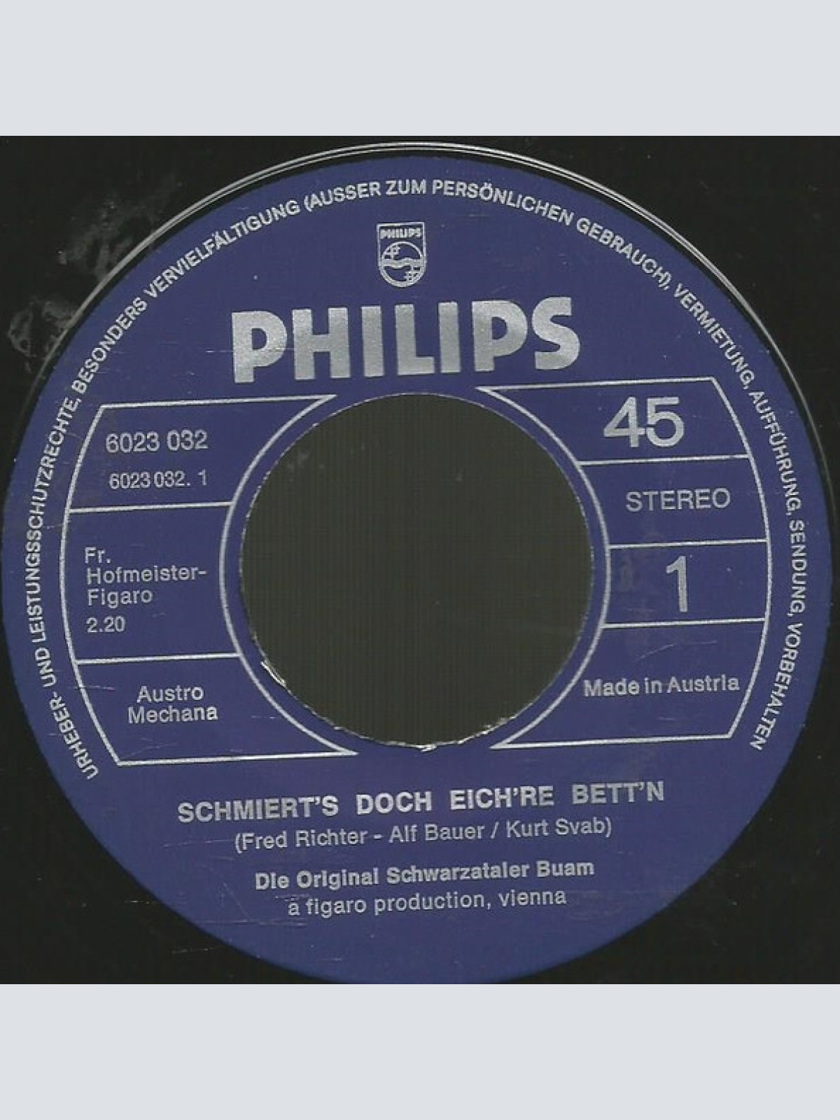 Vinyl / Die Original Schwarzataler Buam - Schmiert's Doch Eich're Bett'n