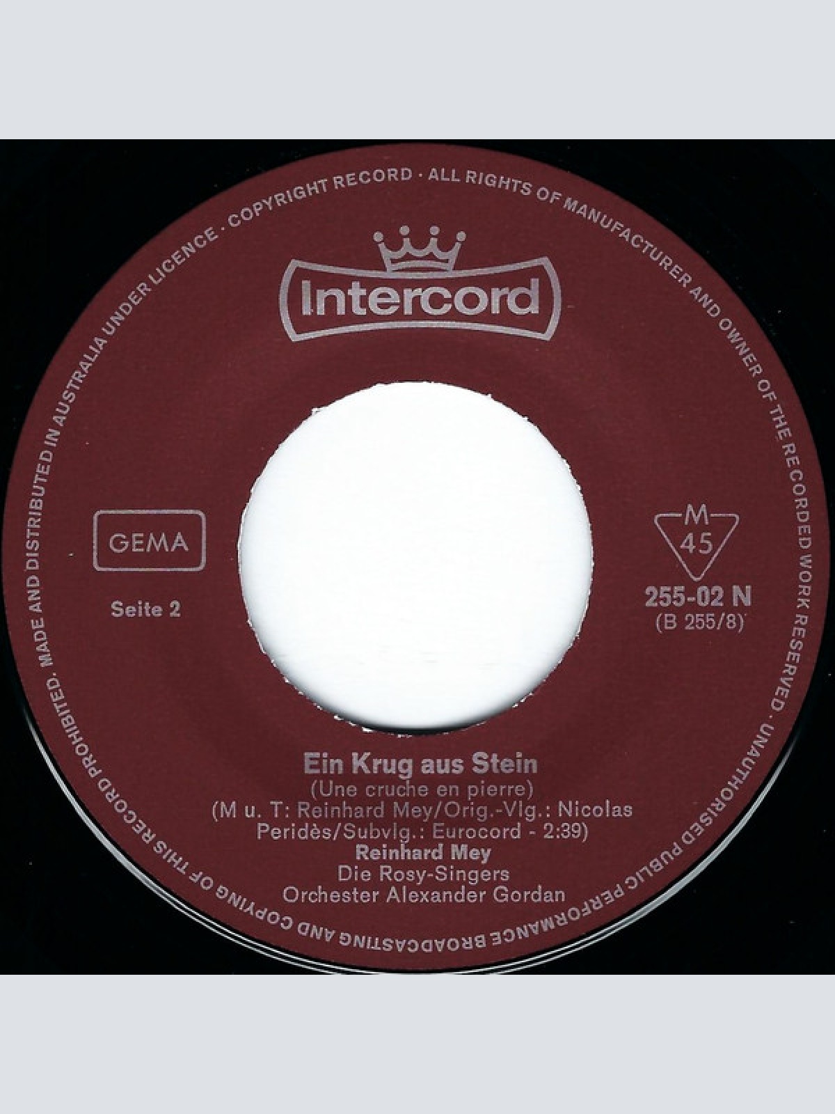 Vinyl / Reinhard Mey - In Meinem Zimmer Fällt Leis' Der Regen / Ein Krug Aus Stein