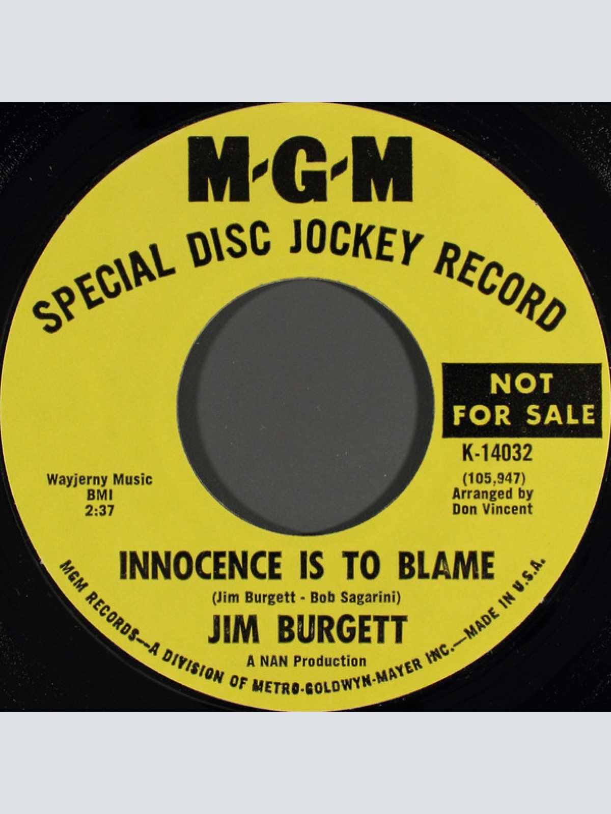 Vinyl / Jim Burgett - Now I Taste The Tears