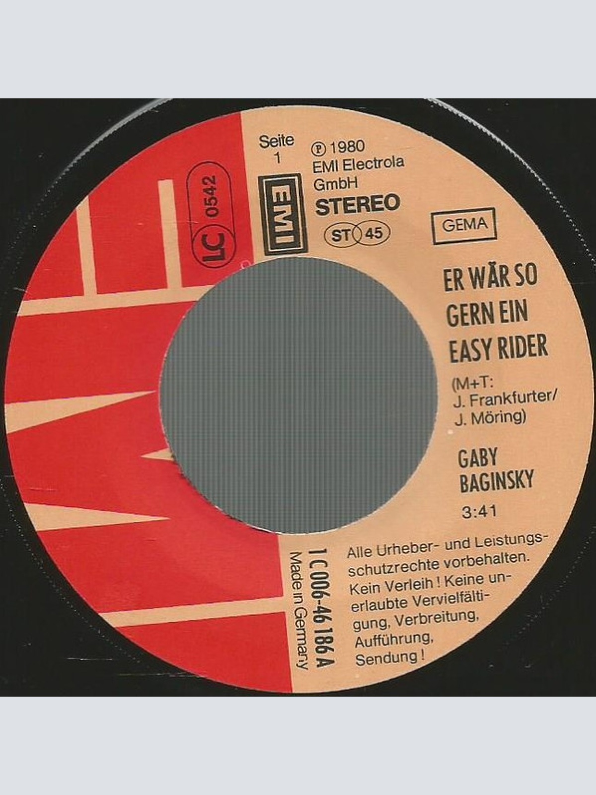 Vinyl / Gaby Baginsky - Er Wär So Gern Ein Easy Rider