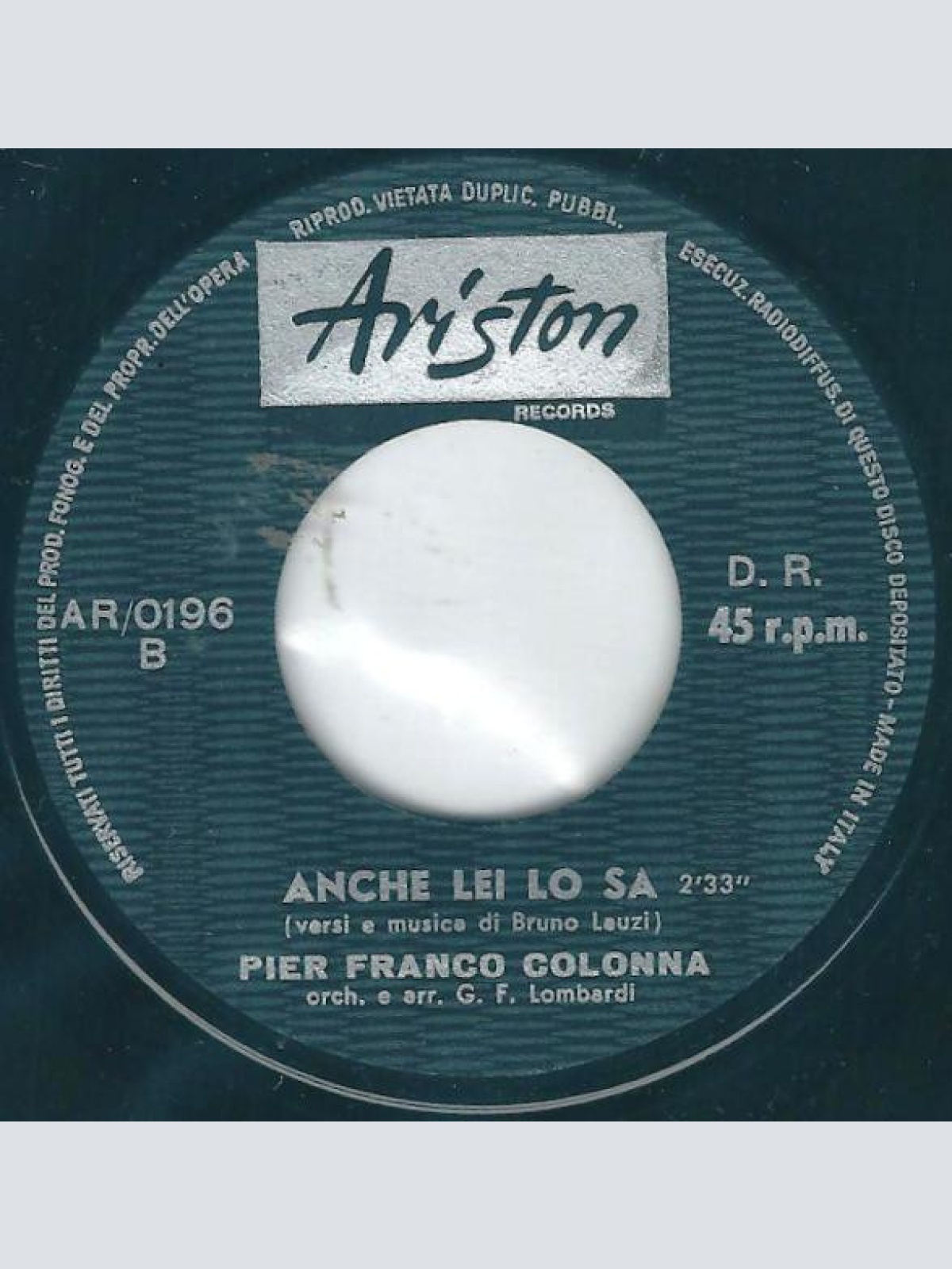 Vinyl / Pier Franco Colonna - Quando Un Uomo Non Sa Amare