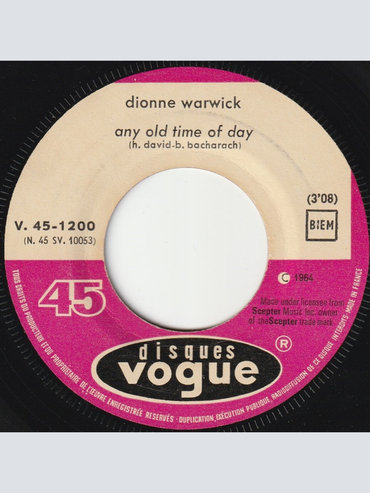 Vinyl / Dionne Warwick - Any Old Time Of Day