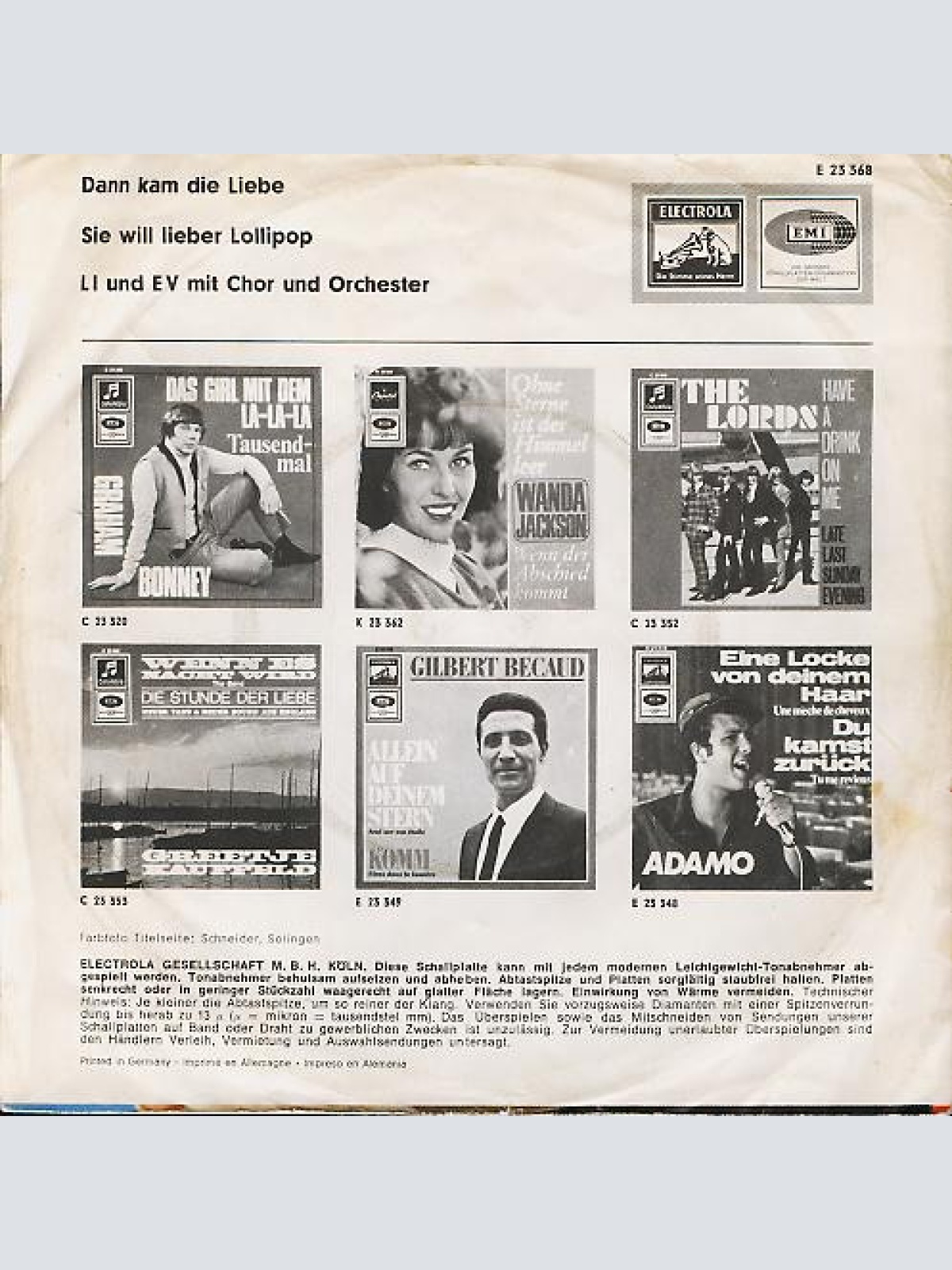 Vinyl / Li & Ev* - Dann Kam Die Liebe / Sie Will Lieber Lollipop