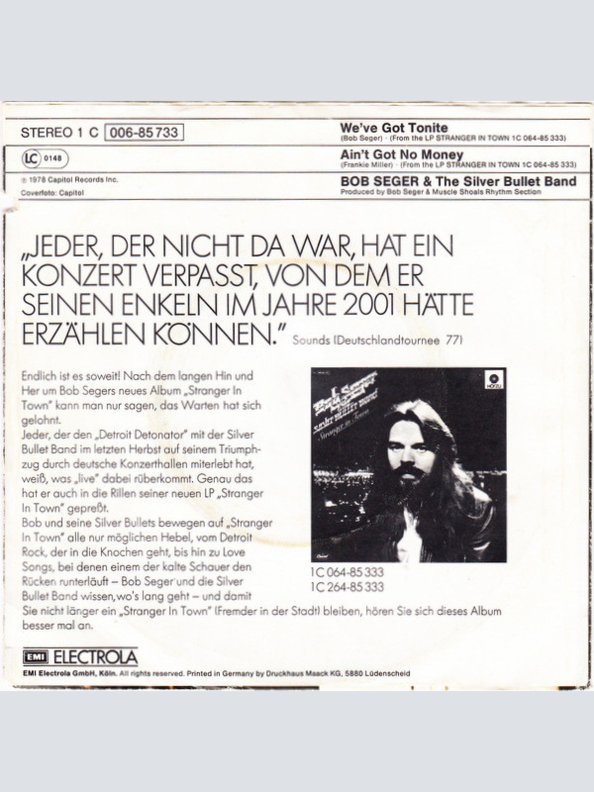 Vinyl / Bob Seger & The Silver Bullet Band* - We've Got Tonite