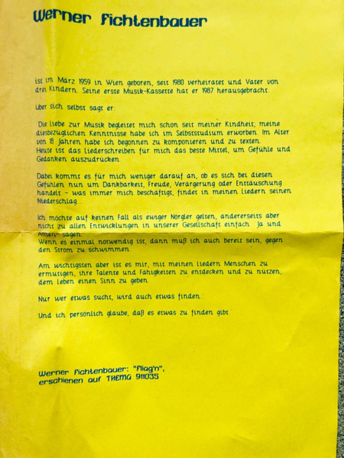 Vinyl / Werner Fichtenbauer - Fliag'n