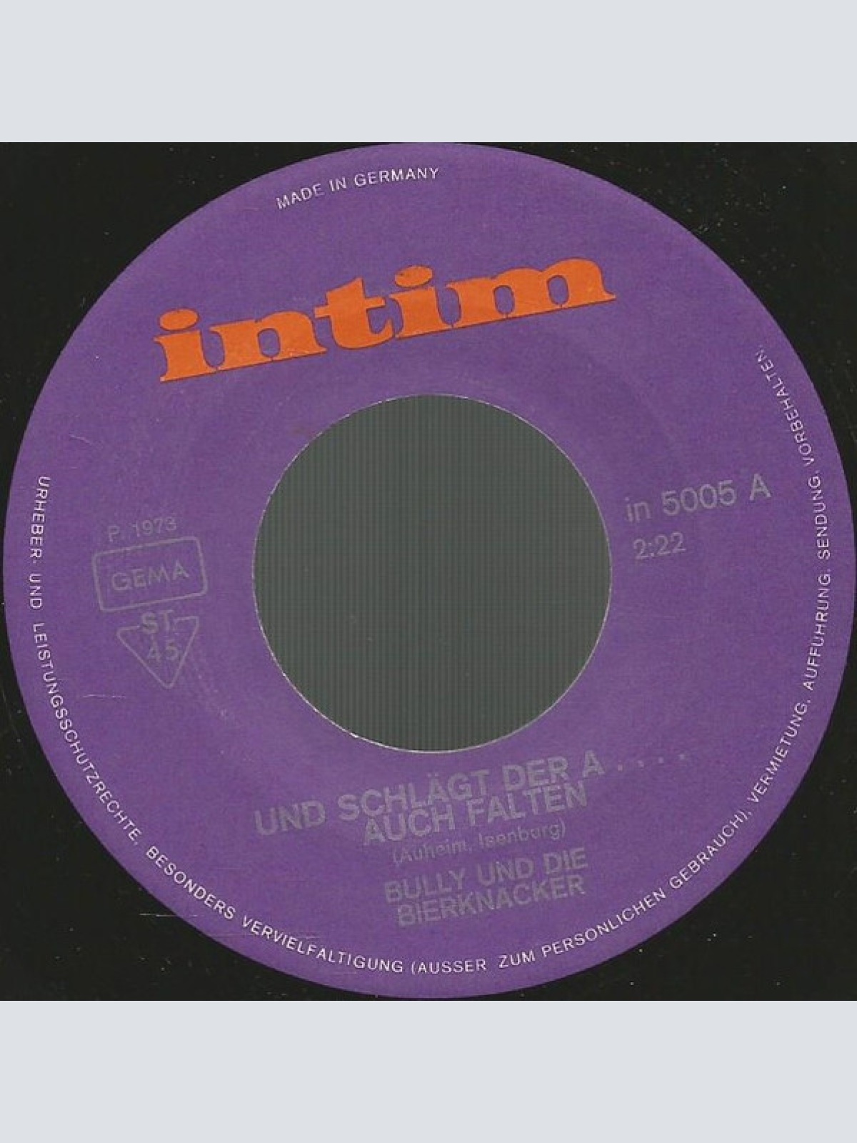 Vinyl / Bully Und Die Bierknacker - Und Schlägt Der A.... Auch Falten