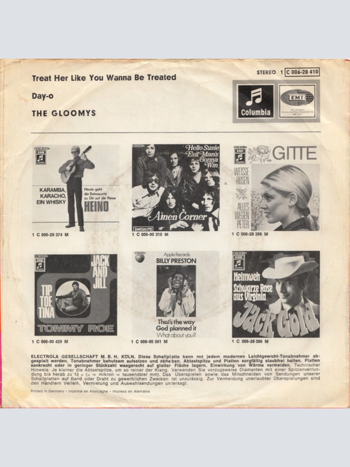 Vinyl / The Gloomys - Treat Her Like You Wanna Be Treated