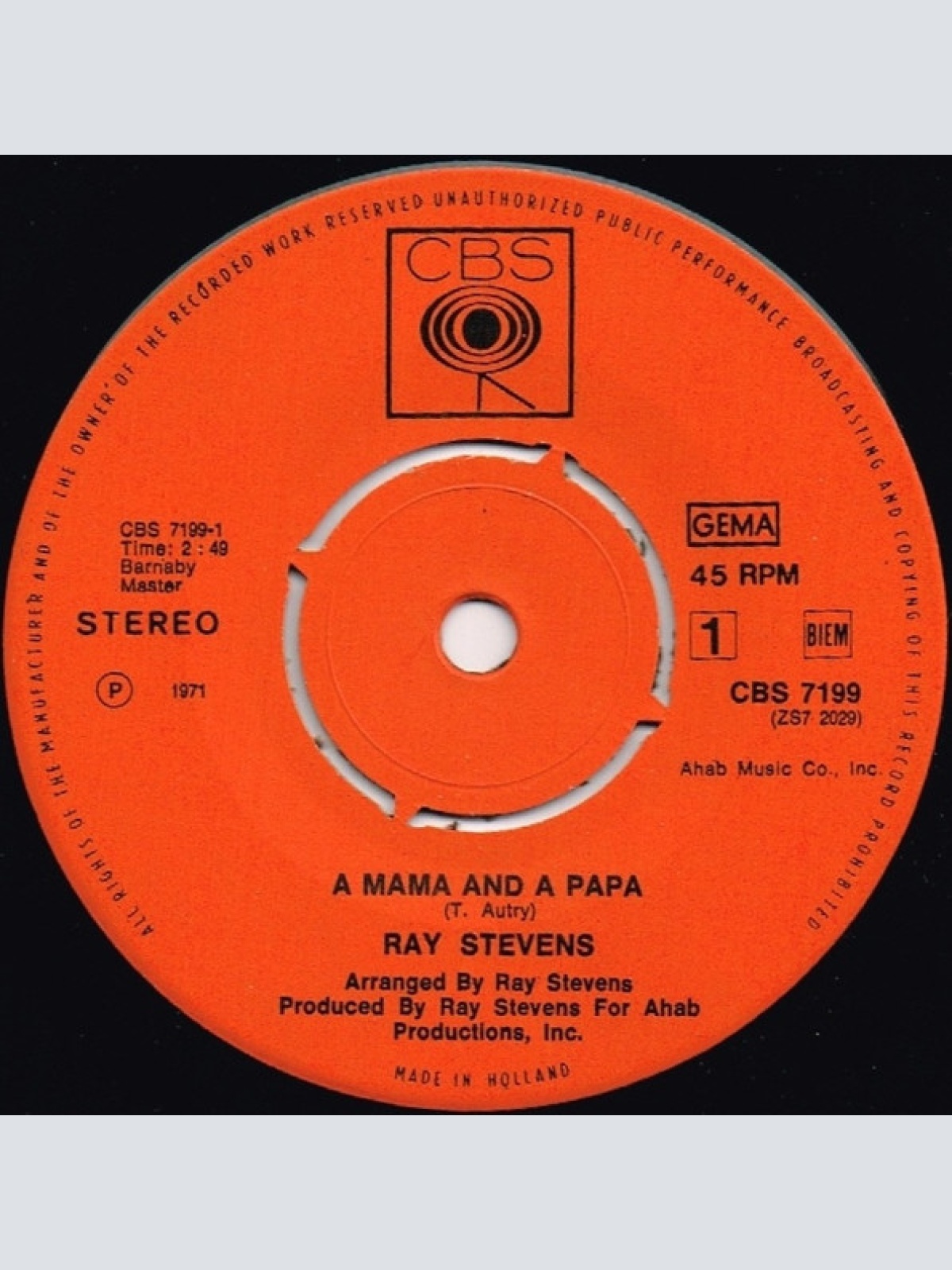 Vinyl / Ray Stevens - A Mama And A Papa / Melt