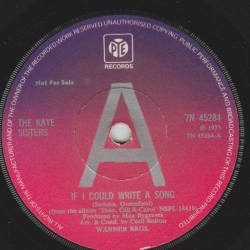 Vinyl / The Kaye Sisters - If I Could Write A Song