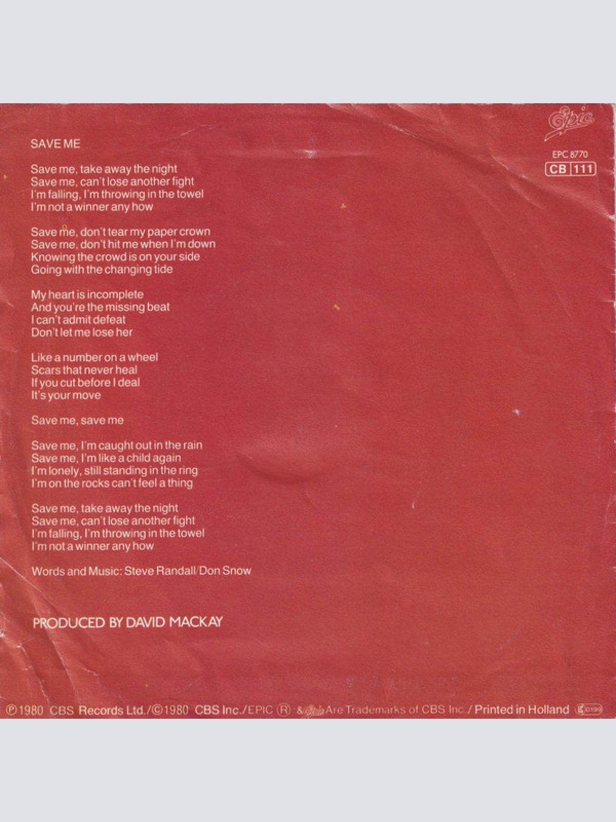 Vinyl / Johnny Logan - Save Me