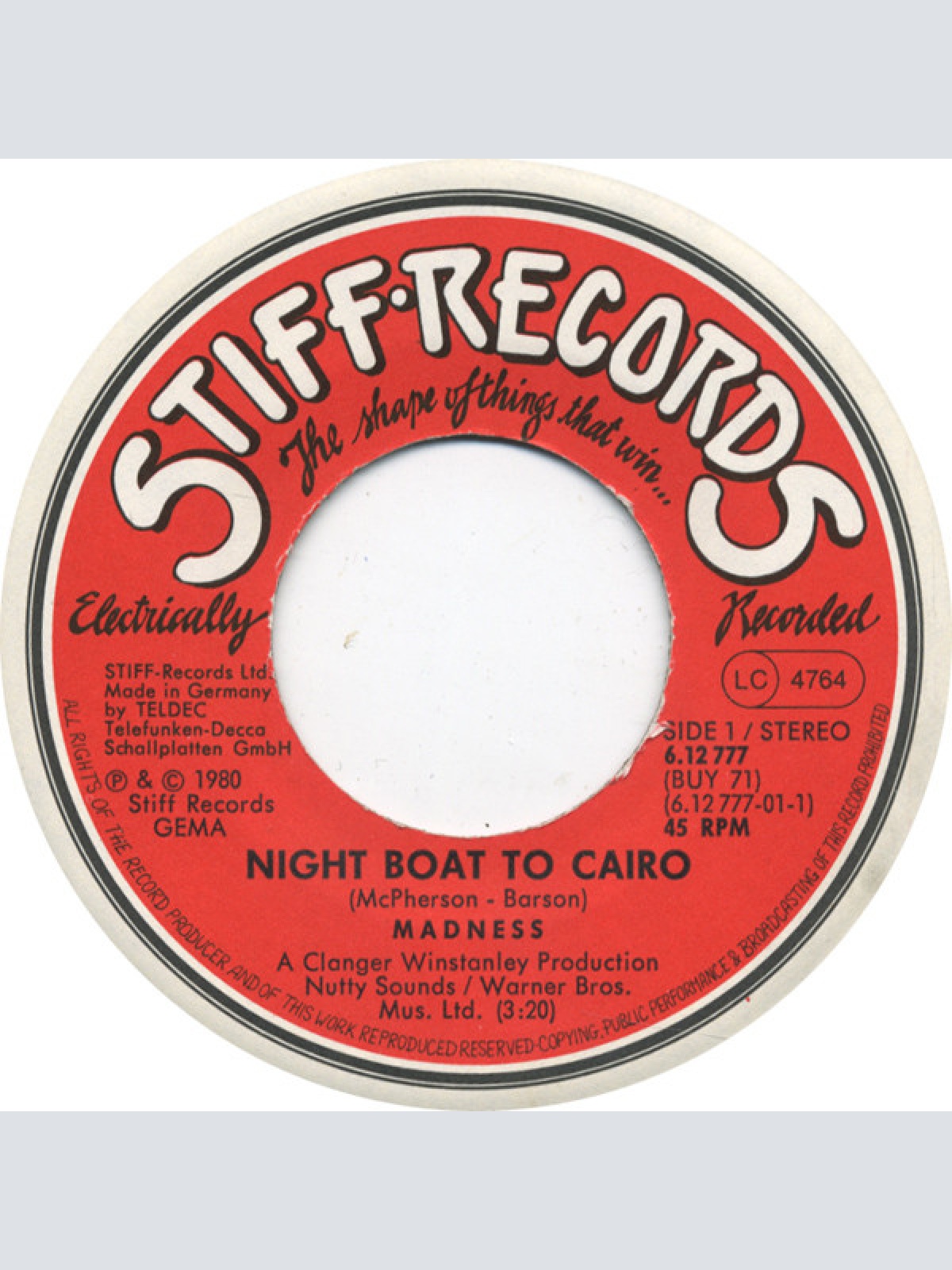 Vinyl / Madness - Night Boat To Cairo