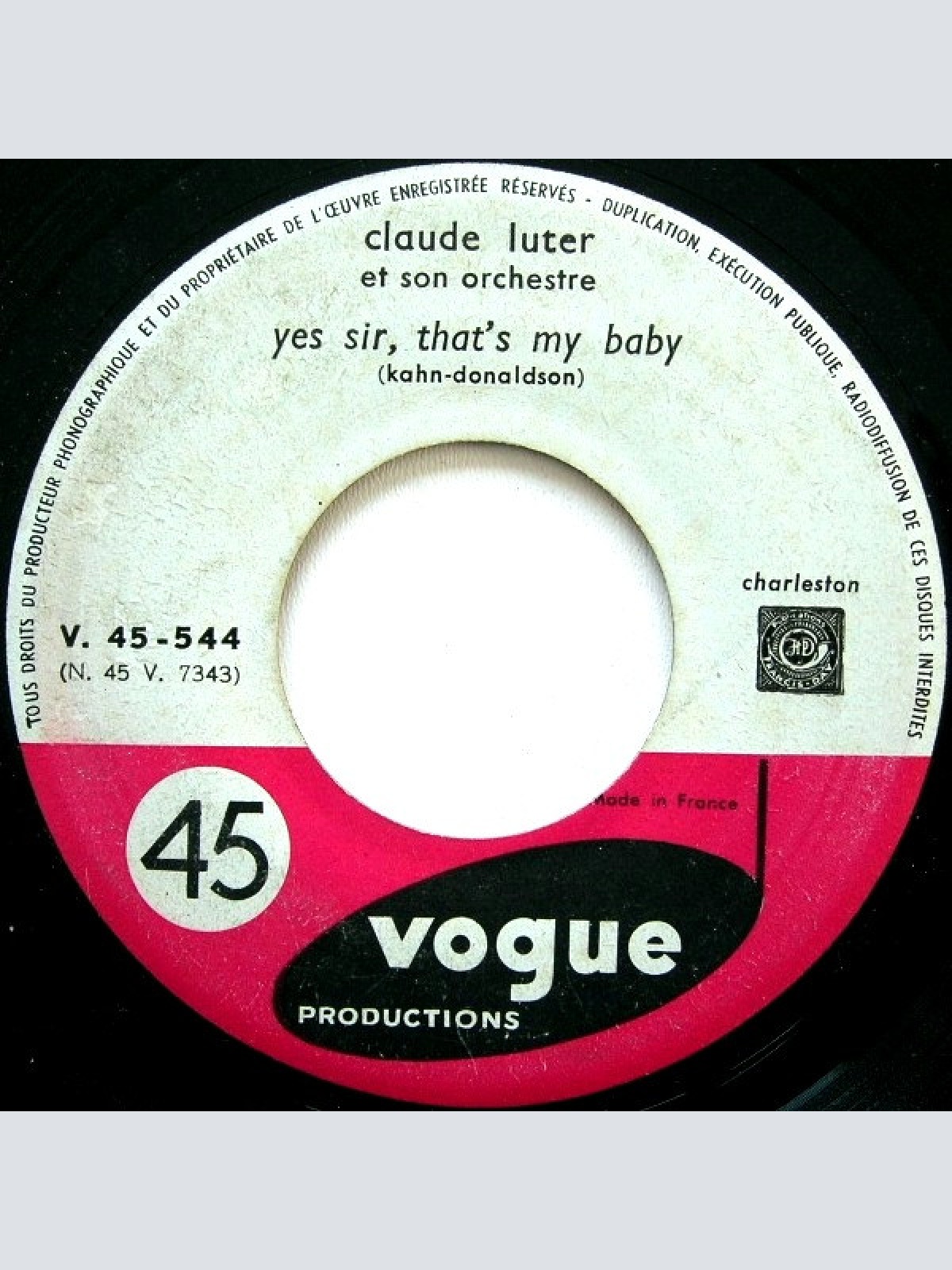 Vinyl / Claude Luter Et Son Orchestre - Yes Sir, That's My Baby / Black Bottom
