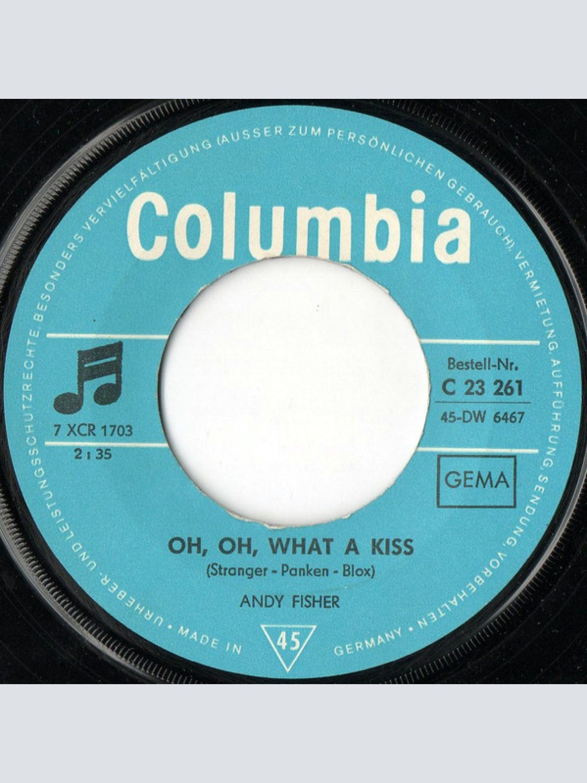 Vinyl / Andy Fisher - Oh, Oh, What A Kiss / I Have A Dog