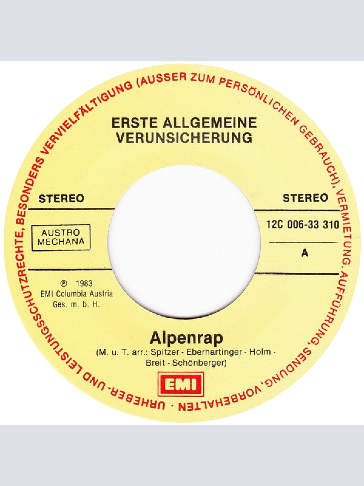 Vinyl / Erste Allgemeine Verunsicherung* - Der Alpen-Rap