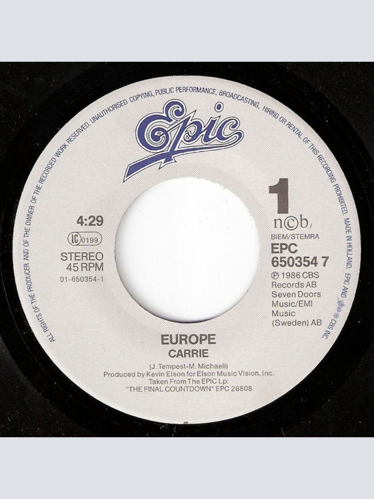 Vinyl / Europe (2) - Carrie