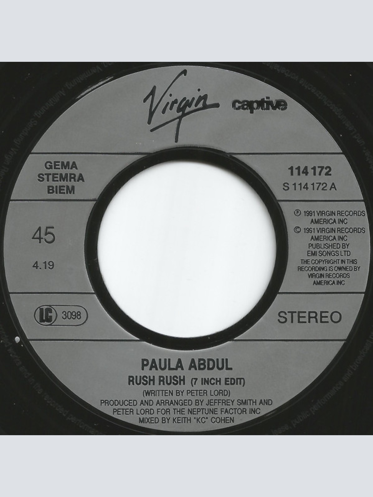 Vinyl / Paula Abdul - Rush Rush
