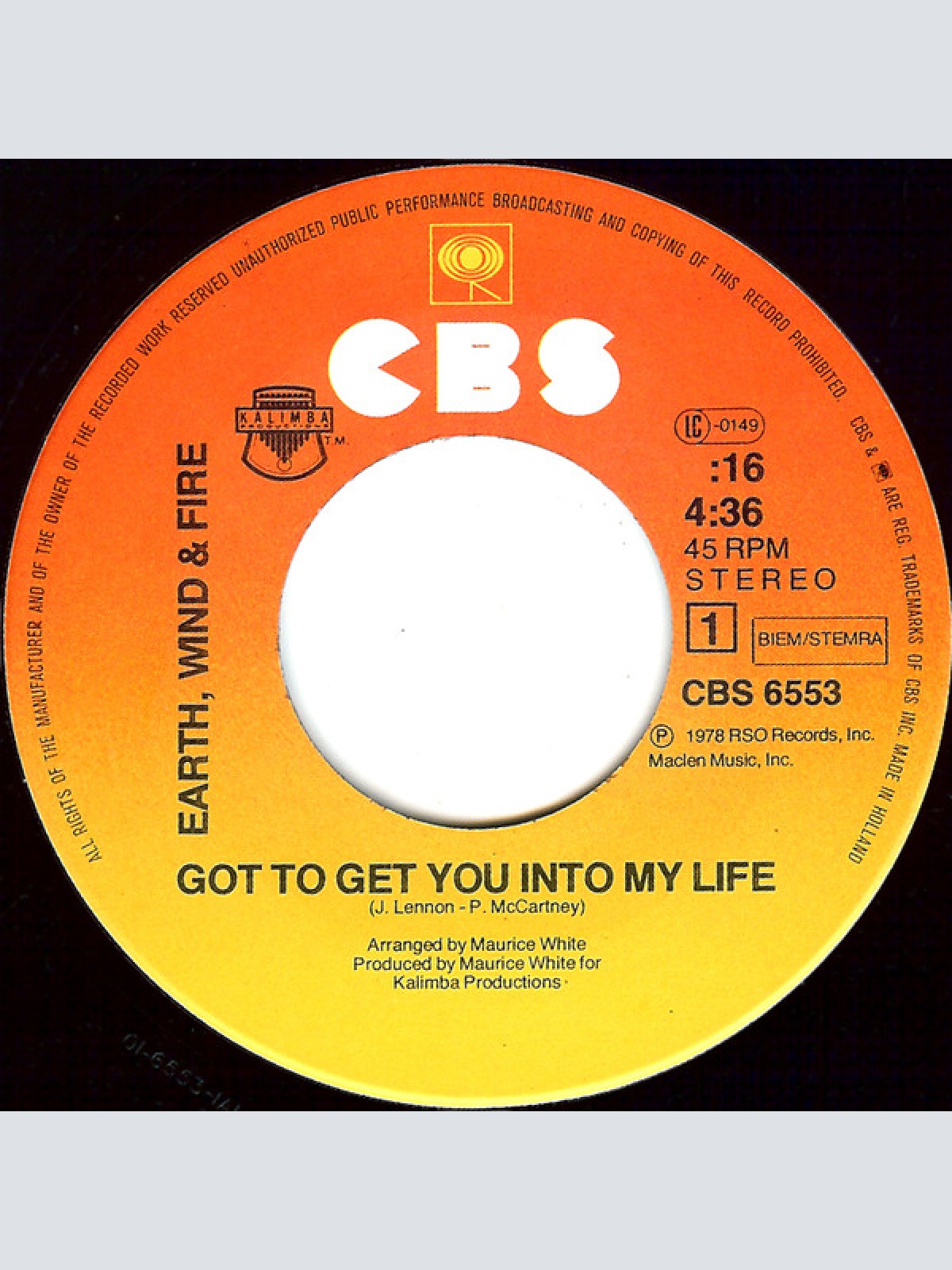 Vinyl / Earth, Wind & Fire - Got To Get You Into My Life