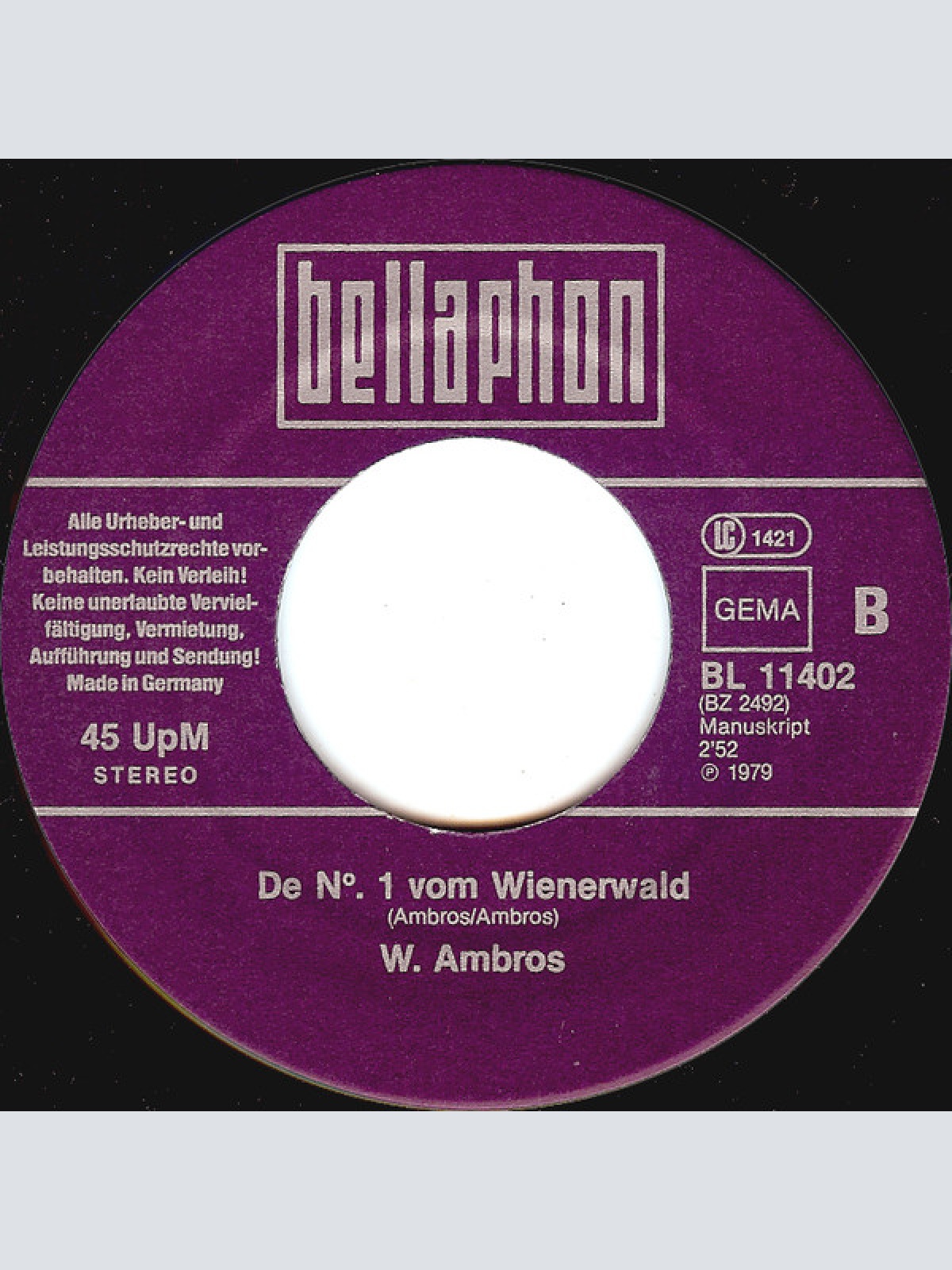 Vinyl / W. Ambros* - Nie Und Nimmer