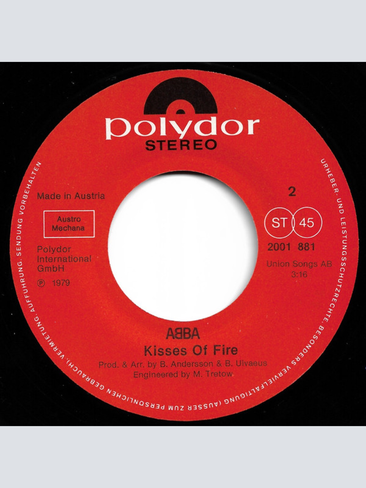 Vinyl / ABBA - Does Your Mother Know / Kisses Of Fire