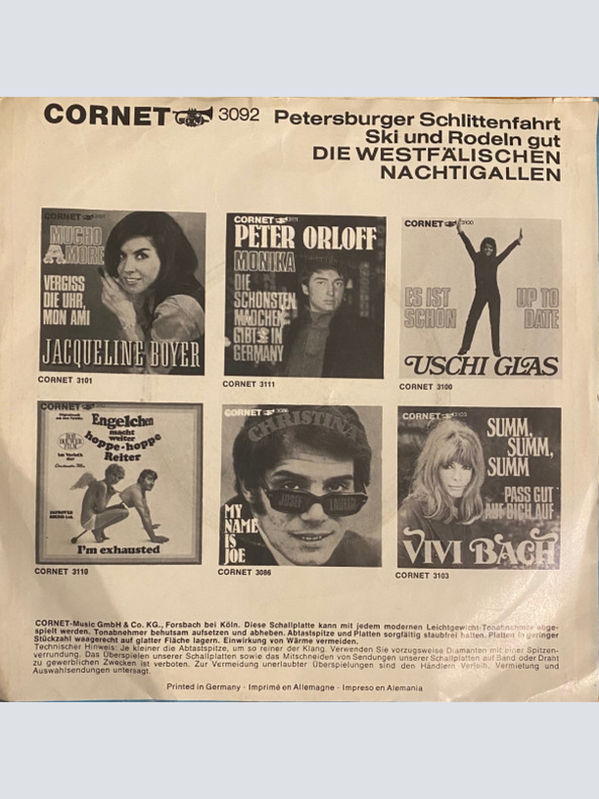 Vinyl / Die Westfälischen Nachtigallen Leitung: Dietmar Hahn - Petersburger Schlittenfahrt