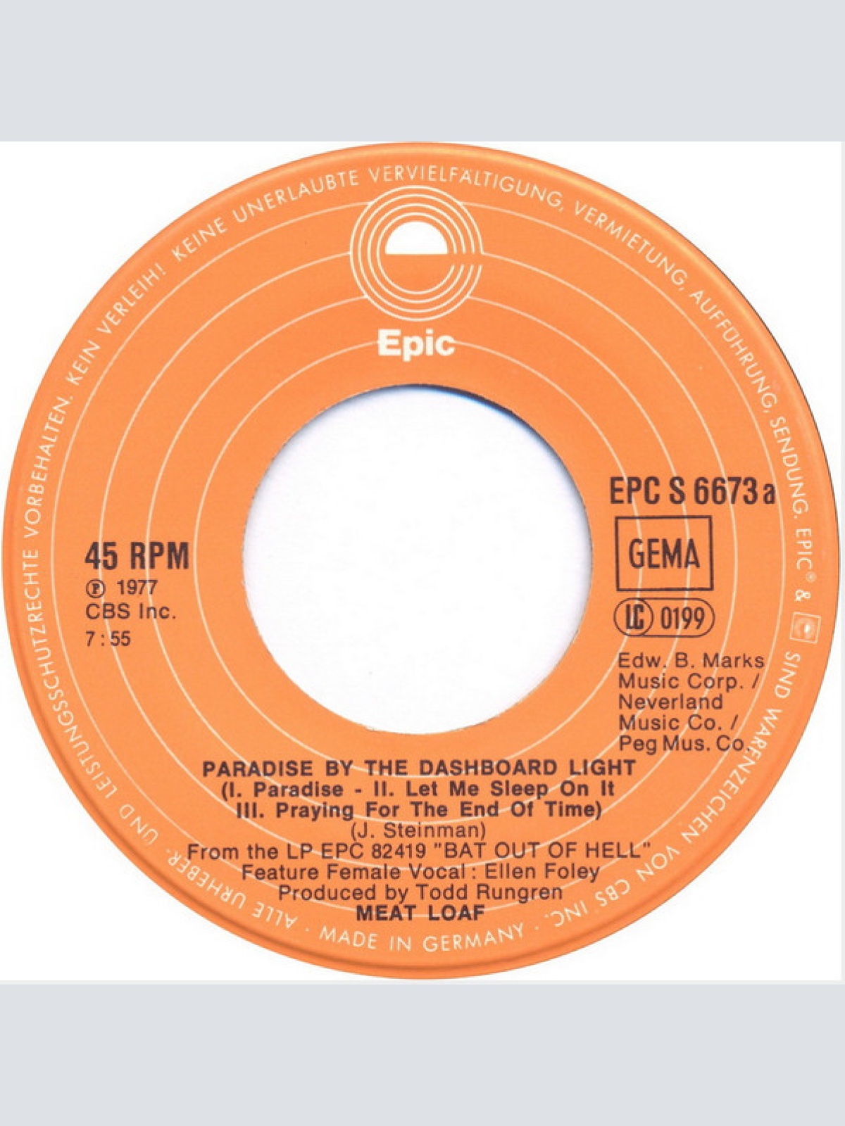 Vinyl / Meat Loaf - Paradise By The Dashboard Light