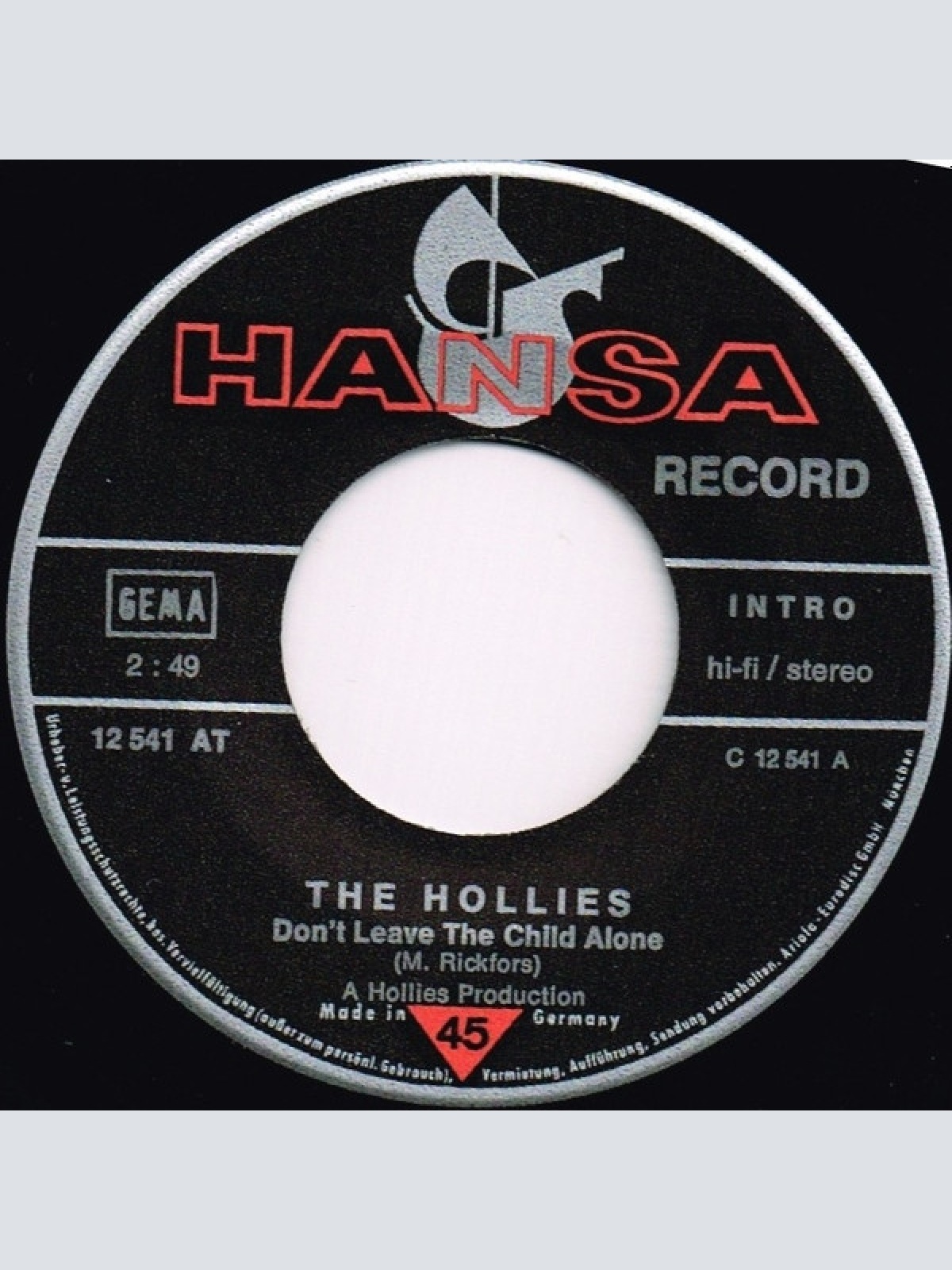 Vinyl / The Hollies - Don't Leave The Child Alone / Blue In The Morning