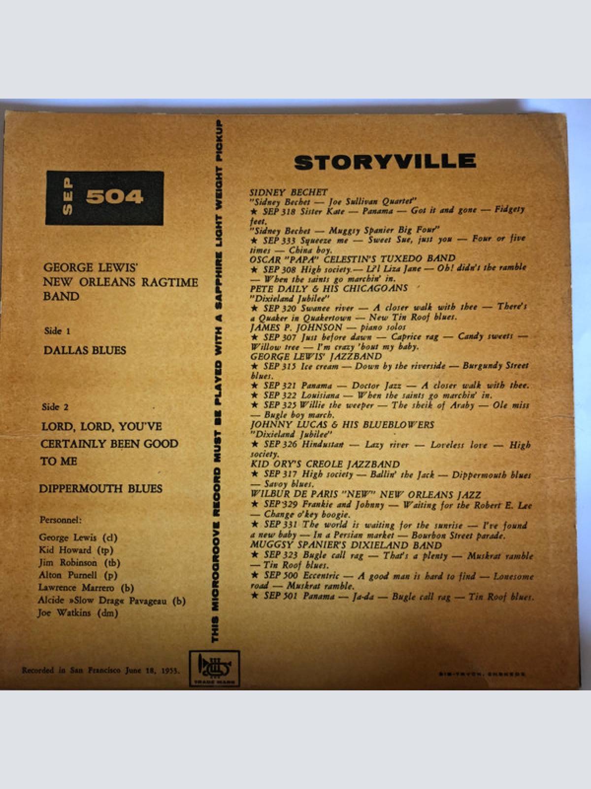 Vinyl / George Lewis' Ragtime Band - Dallas Blues