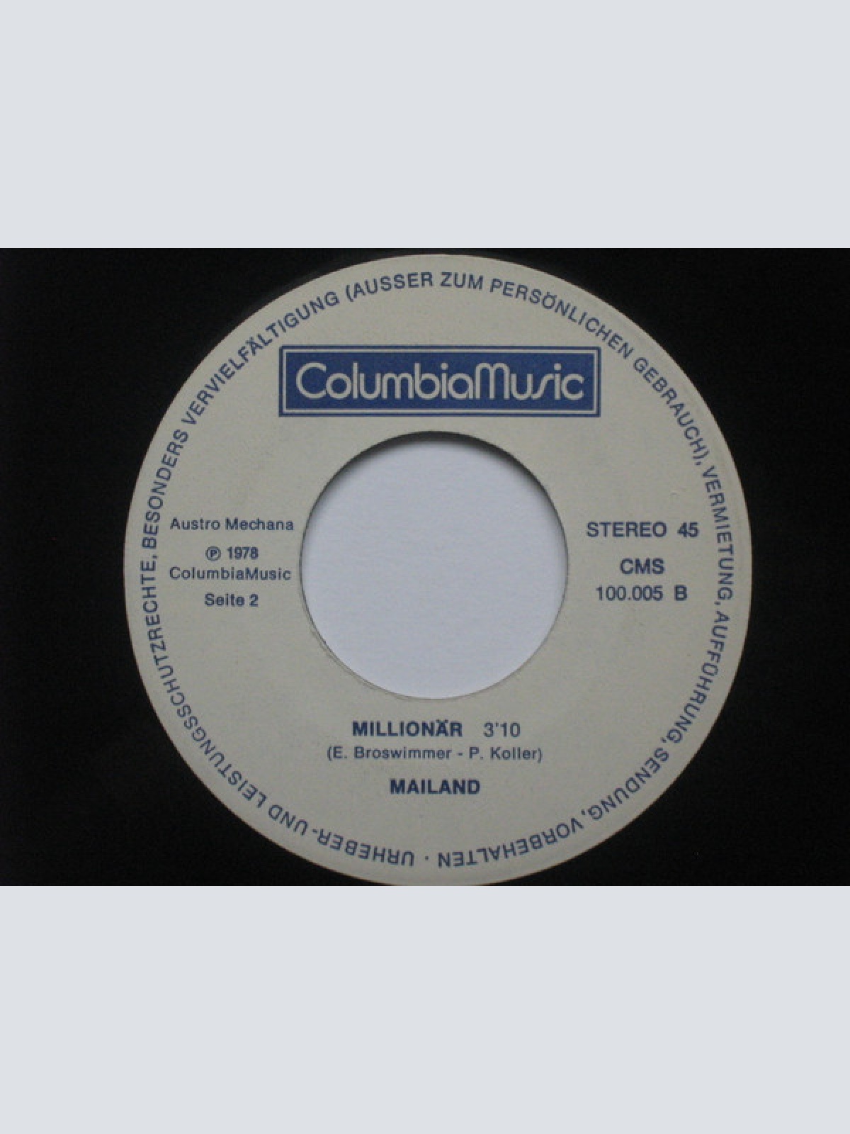 Vinyl / Mailand - Amore Mio / Millionär