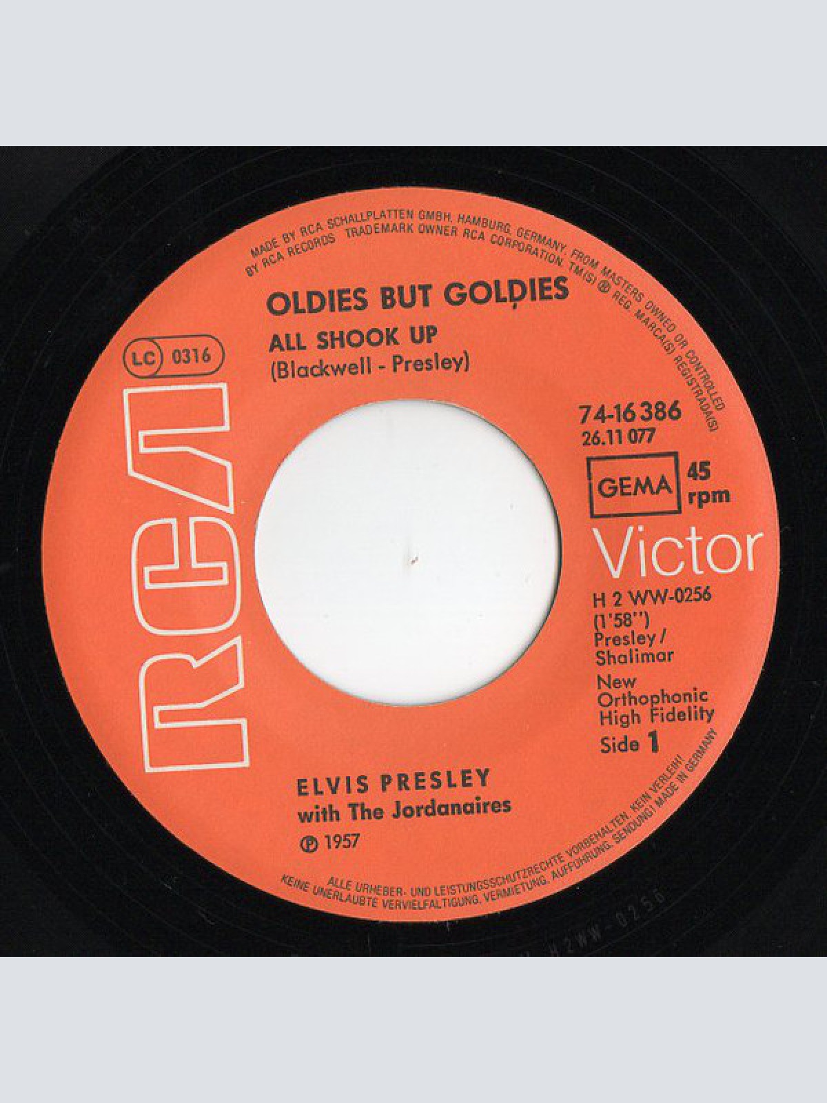 Vinyl / Elvis Presley With The Jordanaires - All Shook Up