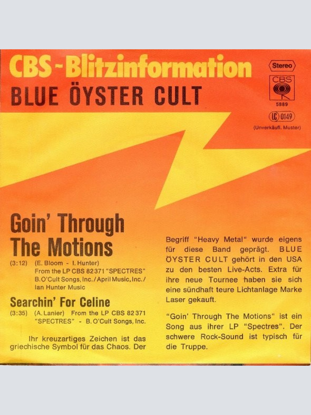 Vinyl / Blue Öyster Cult - Goin' Through The Motions