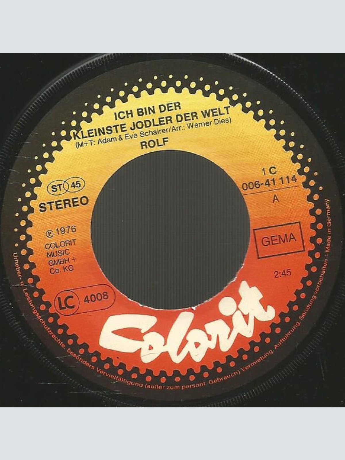 Vinyl / Rolf (17) - Ich Bin Der Kleinste Jodler Der Welt